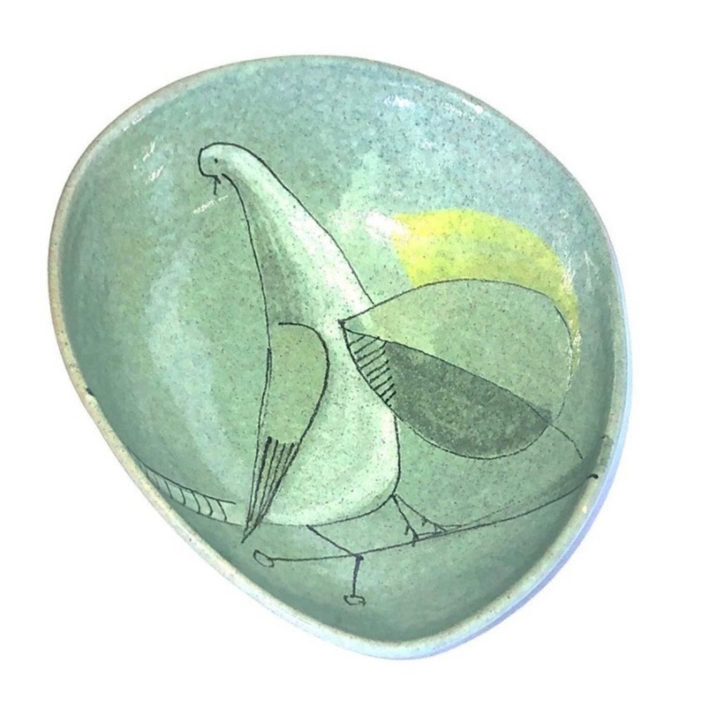 Canadian Pottery Vintage Mid Century Modern Artist Designer Jarko Zavi Bird Dish